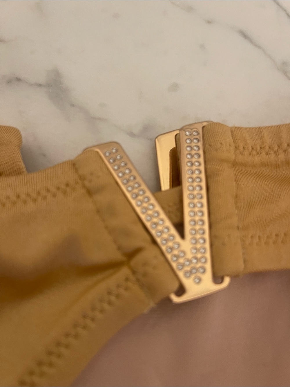 Victoria's Secret Gold Bikini with Gold Crystal Vs
